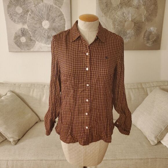 Tommy Hilfiger Plaid Utility Shirt size Small in Red/Yellow/Black - NEW - Picture 2 of 10